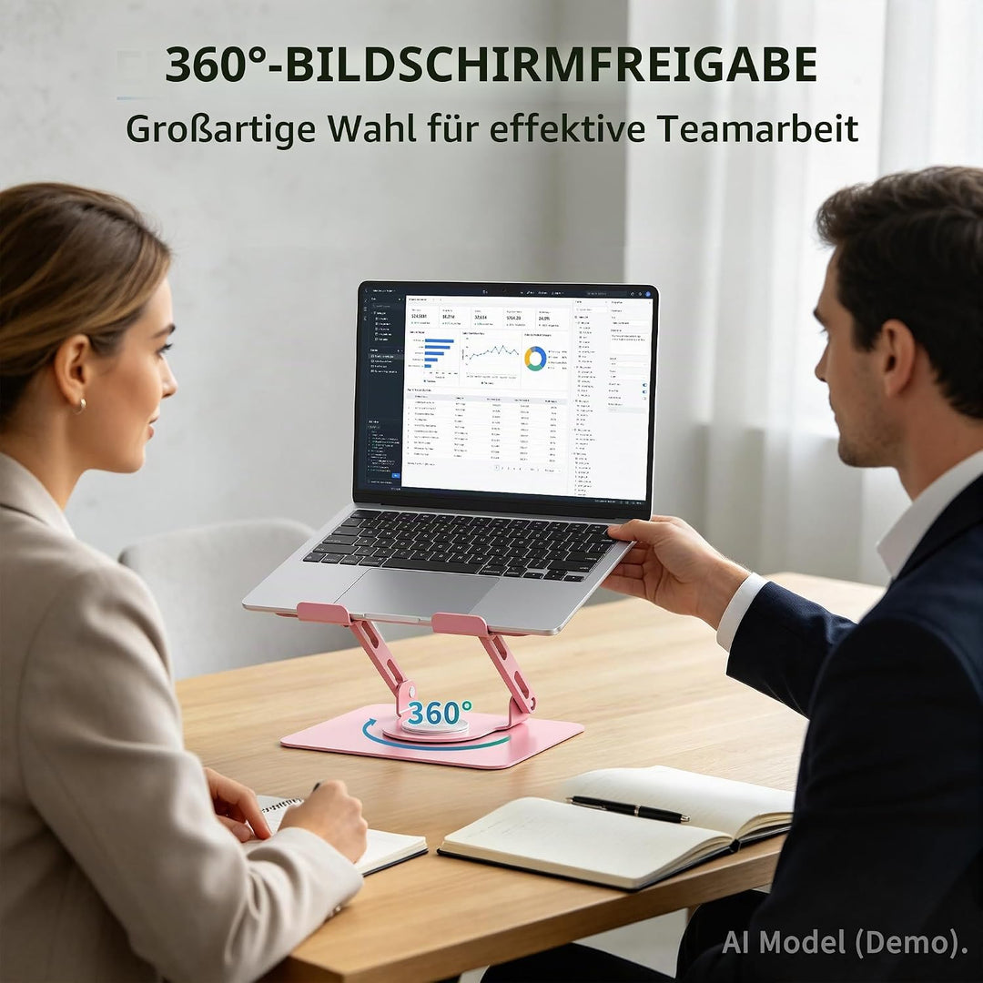 SOUNDANCE Laptopständer mit 360° drehbarer Basis, Ergonomische Computererhöhung für Schreibtisch, Ei
