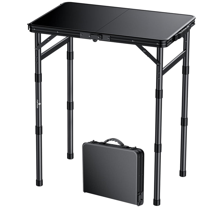 FUNYKICH Klapptisch aus Kunststoff 58x40cm, wasserdichter Campingtisch mit 3-Fach höhenverstellbar,