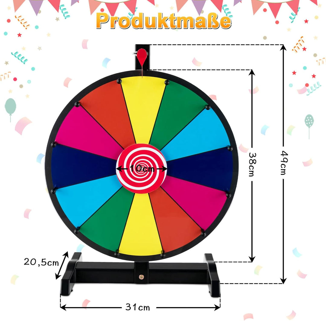 COSTWAY 15" Glücksrad zum Drehen, inkl. Radiergummi und Markierstift, Drehrad Preisrad Lucky Wheel f