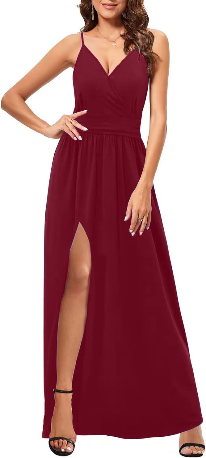 JENJON Damen Sommer Kleid Elegant Off Shoulder Kurzarm Ohne Arm V-Ausschnit Tunika Maxikleider Casua