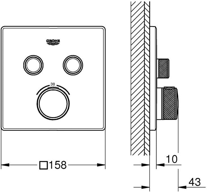 GROHE Grohtherm Smartcontrol - Brause- & Duschsystem -Thermostat (2 Absperrventile, ultraflaches Des