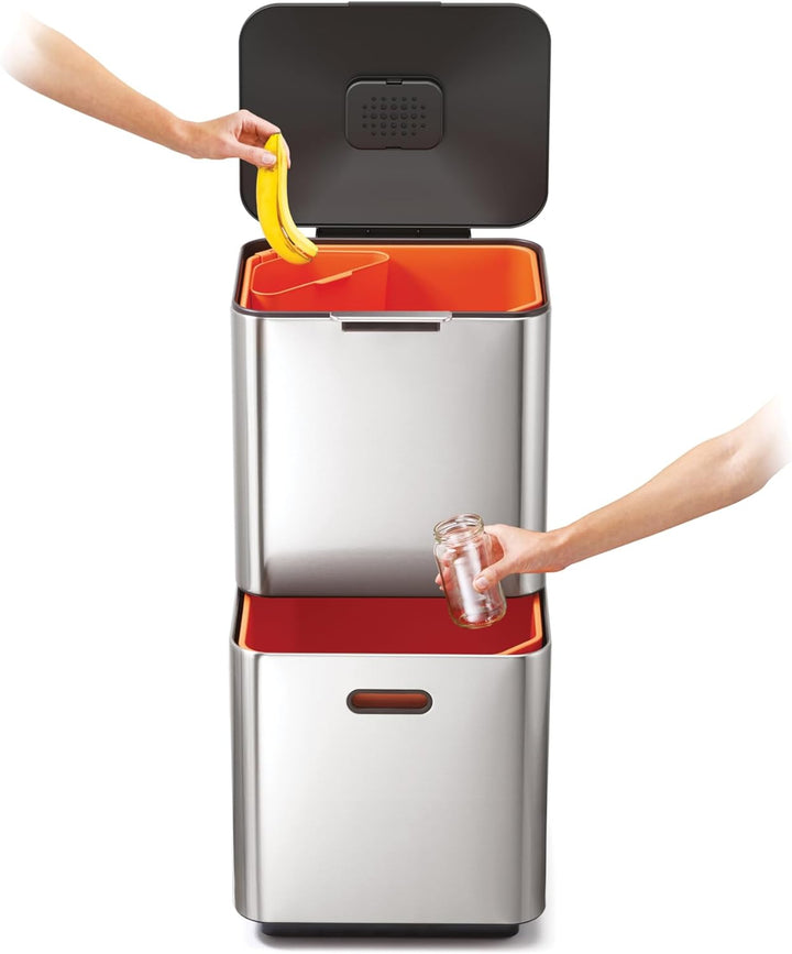 Joseph Joseph 30060 Totem Max. 60-Liter-Mülltrennungs- und Recyclingeinheit - Rostfreier Stahl Rostf