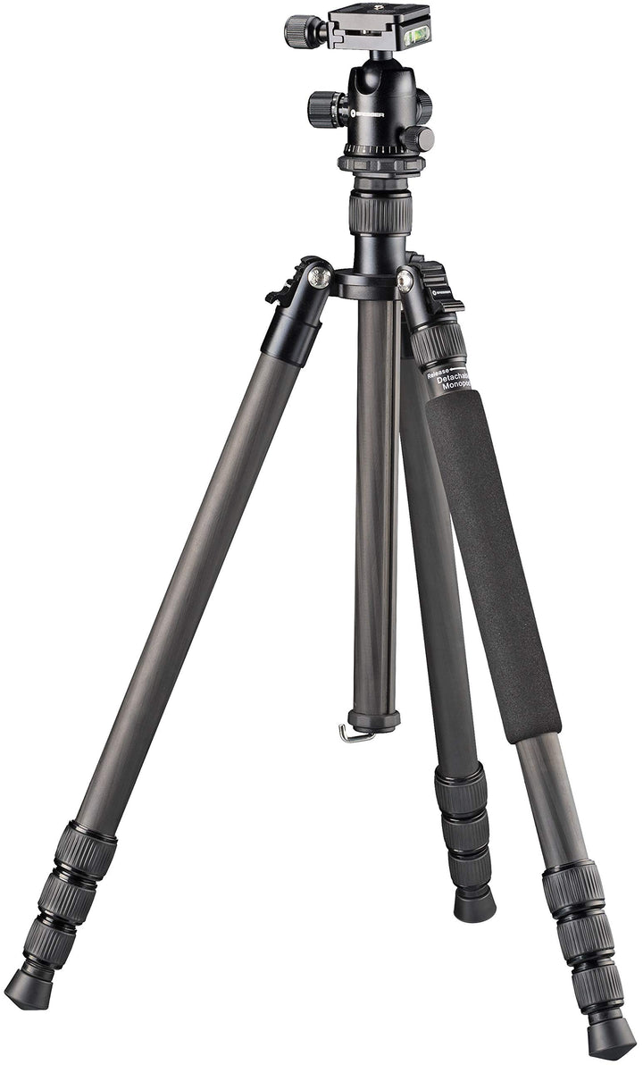 Bresser Carbon-Stativ 165cm höhenverstellbar, 3-in-1 Dreibein Einbein Bodenstativ, 10kg Traglast, Ar
