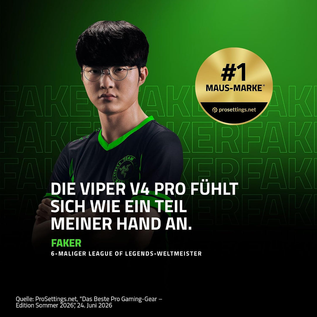 Razer Viper V4 Pro - kabellose symmetrische E-Sport-Gaming-Maus - Ultraleicht 49g - HyperSpeed Gen-2