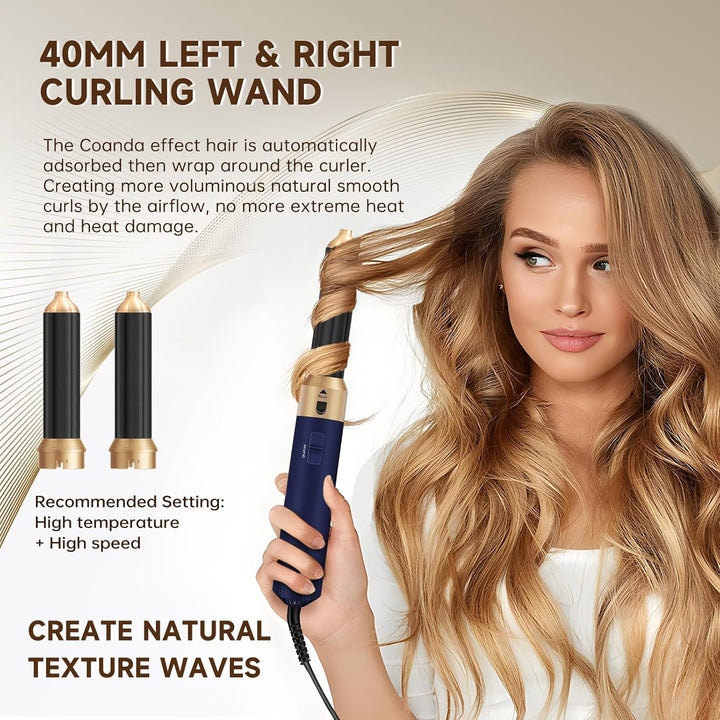 Hair Styler 6 in 1, Airstyler Haarstyler Set mit Rundbürstenföhn, Warmluftbürste, Airflow Lockenstab
