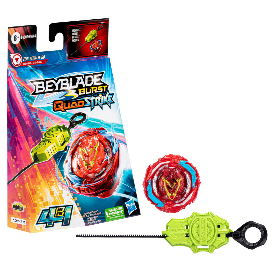 Beyblade Burst QuadStrike Zeal Achilles A8 Starter Pack, Battle Kreisel mit Starter, Spielzeugset fü