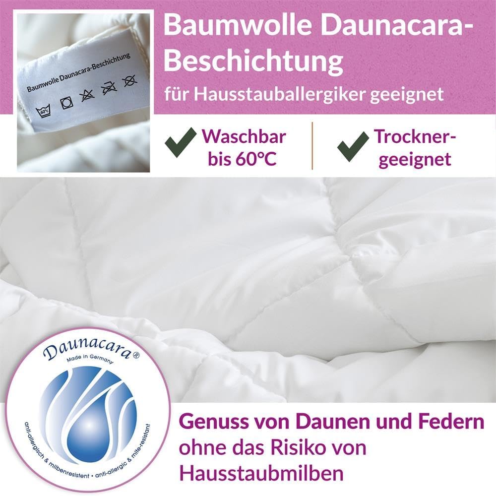 B!HOME Sommerdecke 100% Daunen 155x220cm (420g) Bezug 100% Baumwolle Decke Sommerbett Bettdecke Step