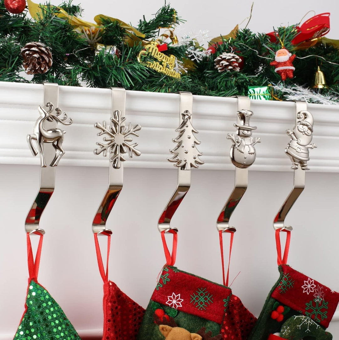 KAHEIGN 5Pcs Weihnachtsstrumpf Halter Metall Kamin Haken - Weihnachtsstrumpf Aufhänger Haken für Wei