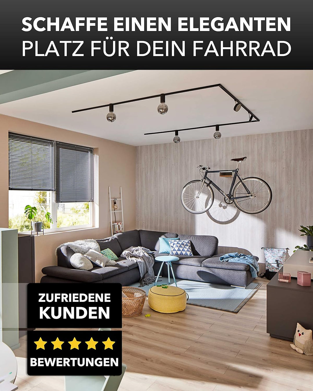 PARAX Fahrrad Wandhalterung S-Rack individualisierbar Aluminium Holz – Fahrrad Halterung für Rennrad