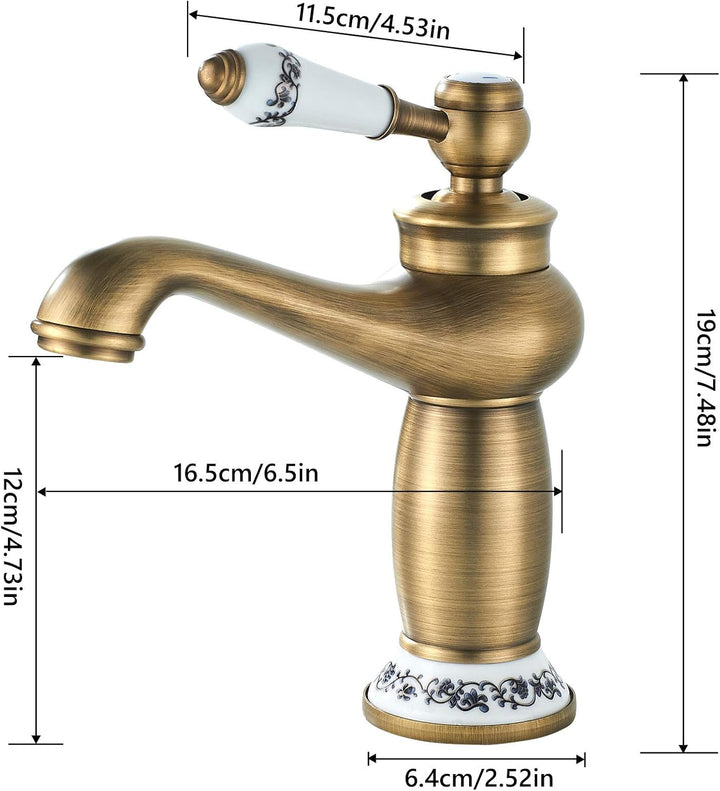 Namuoto Wasserhahn Retro Bronze, Waschtischarmatur für Bad Waschbecken Armatur Einhebelmischer Wasch