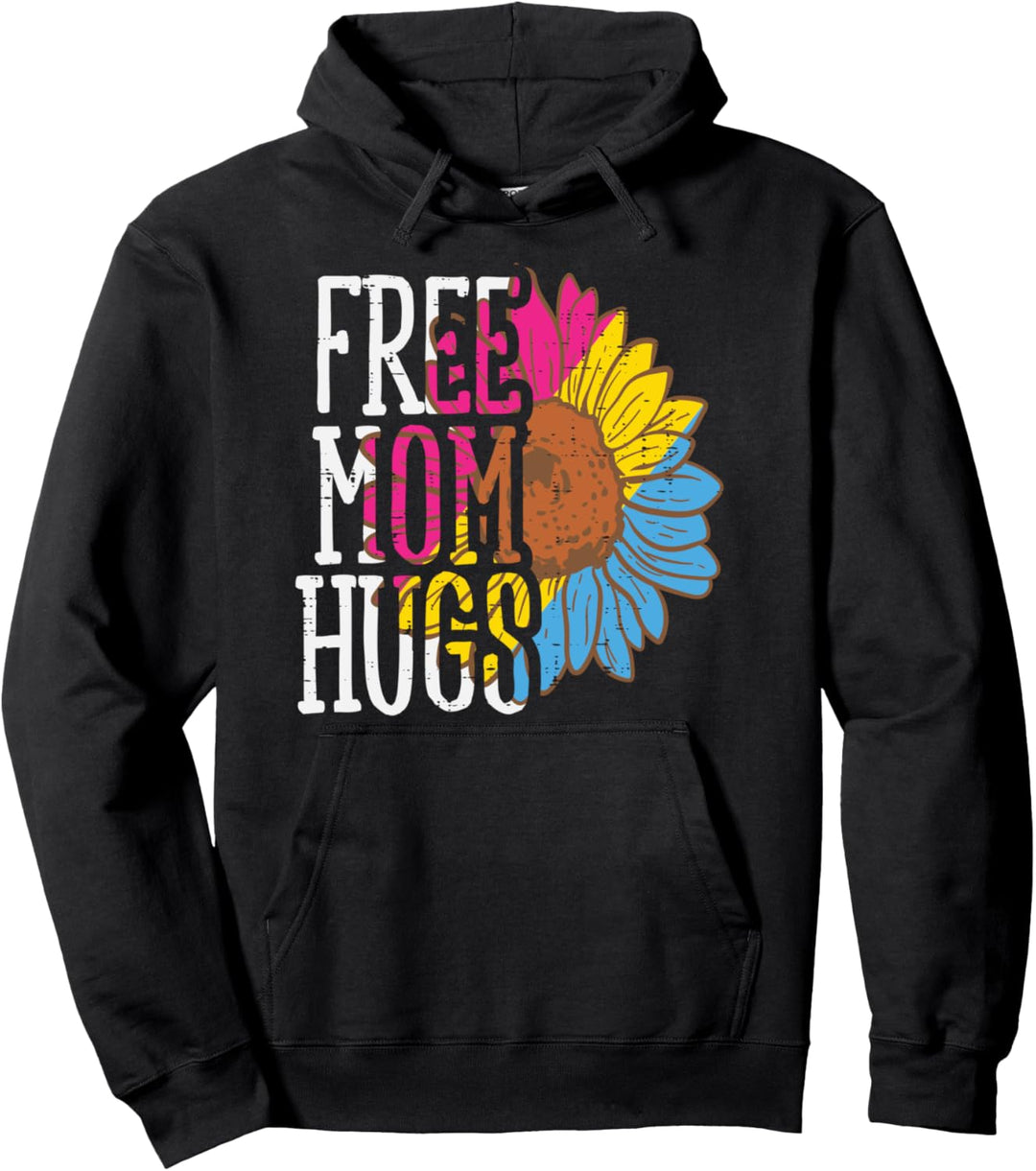 Free Mom Hugs Pansexual Sunflower Pan Pride Flag LGBTQ Women Pullover Hoodie