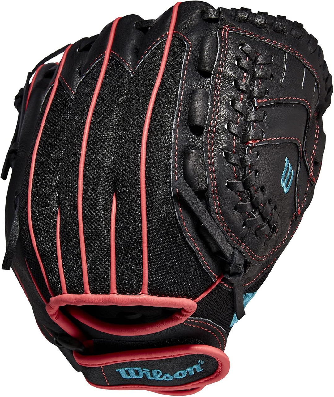 WILSON 2022 Flash Fastpitch Softball-Handschuh-Serie Rechte Hand Wurf 28 cm Schwarz/Pink/Tropisches