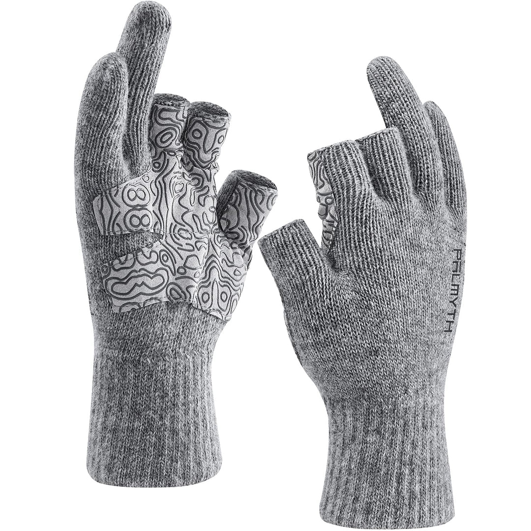 Palmyth Wolle Angelhandschuhe 3-Schnitt-Finger Warm für Männer und Frauen Kaltes Wetter Fingerlose H