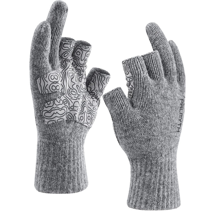 Palmyth Wolle Angelhandschuhe 3-Schnitt-Finger Warm für Männer und Frauen Kaltes Wetter Fingerlose H