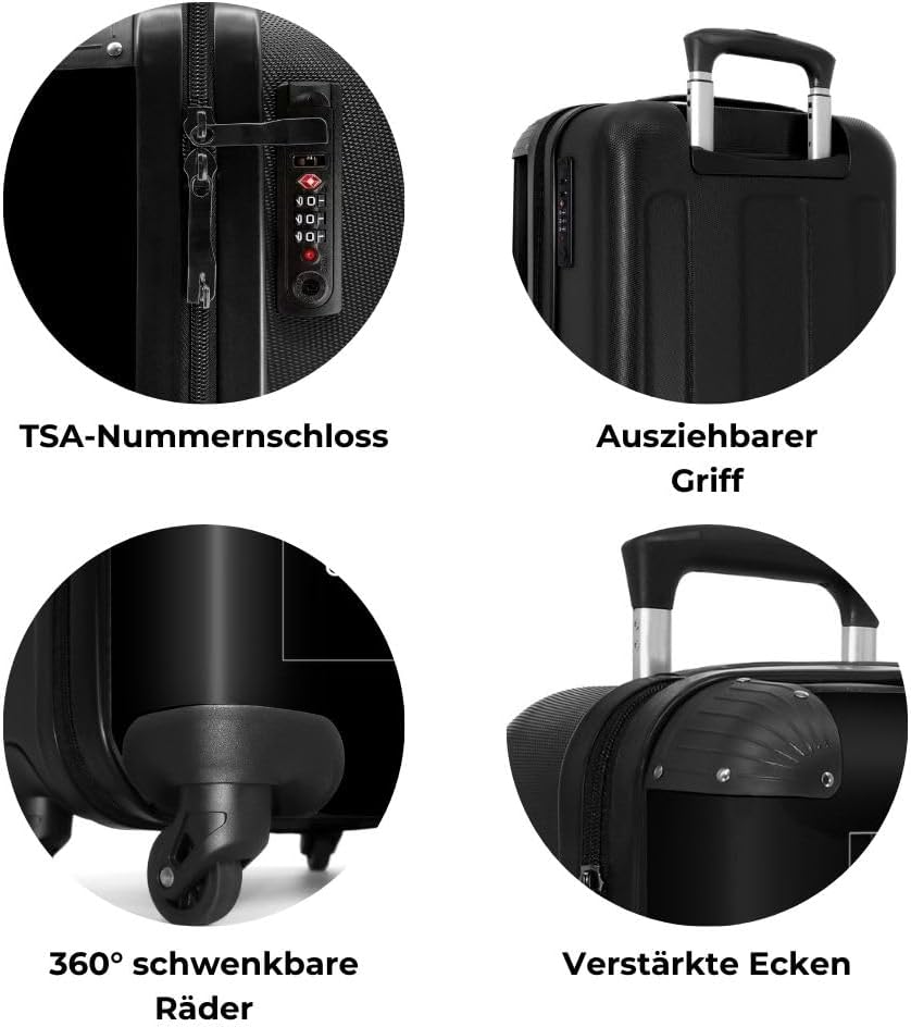NoBoringSuitcases.com® Koffer Handgepäck Trolley Rollkoffer Kleine Reisekoffer mit 4 Rollen - Rennst
