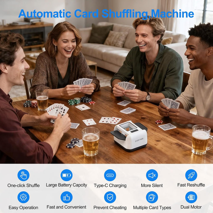 Automatic Card Shuffler|1-2 Deck Electric Card Shuffle Machine|Portable Rechargeable Batteries|for o