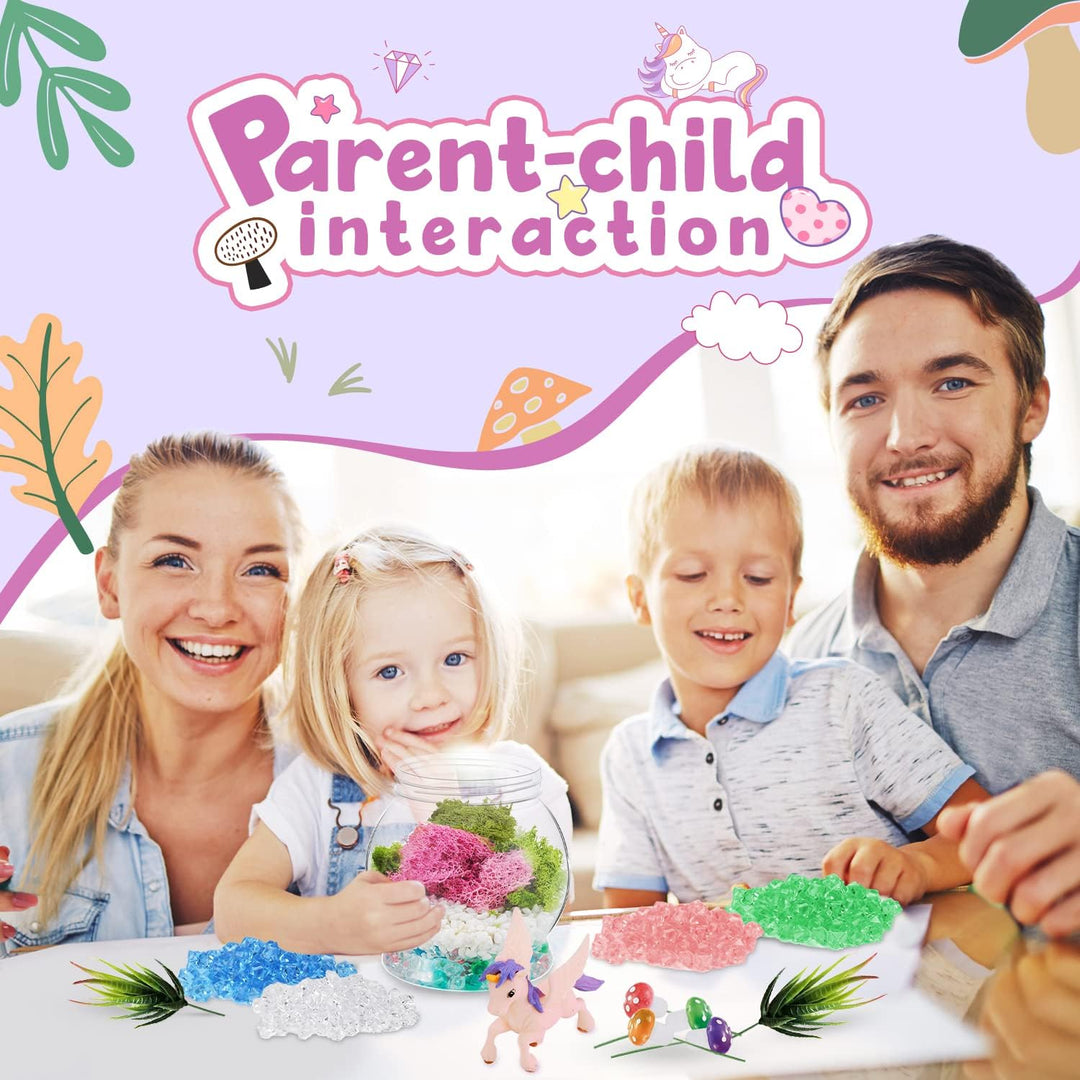 DIY Einhorn Geschenk für Mädchen,Terrarien Kit Licht Mit Pflanzen Garten Einhorn Spielzeug für 3 4 5