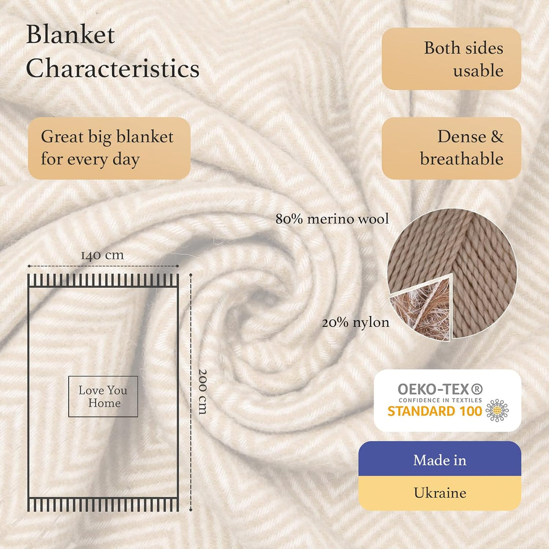 LYHome Merino Decke - Kuscheldecke Tagesdecke Sofa Wolldecke, Blanket Überwurfdecke Sofadecke Wohnde