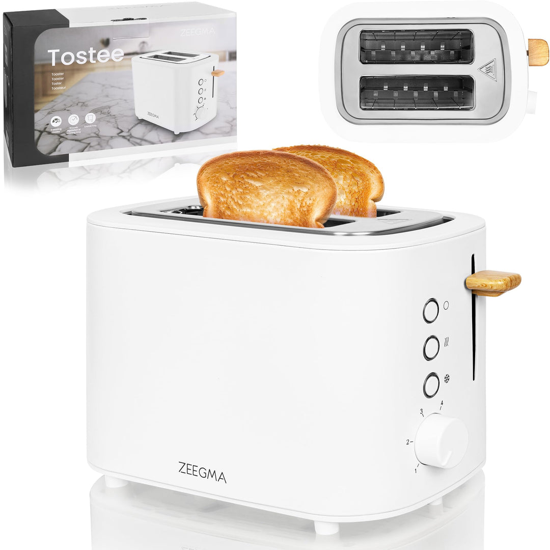 ZEEGMA TOSTEE 2-Scheiben-Toaster, Leistung 820 W, Auftau-, Aufwärm- und Stoppmodus, Krümelfach, Zeit