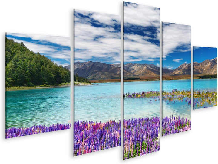 islandburner Bild auf Leinwand Tekapo See Neuseeland Bilder Wandbilder Poster Leinwand 170x80cm - 5