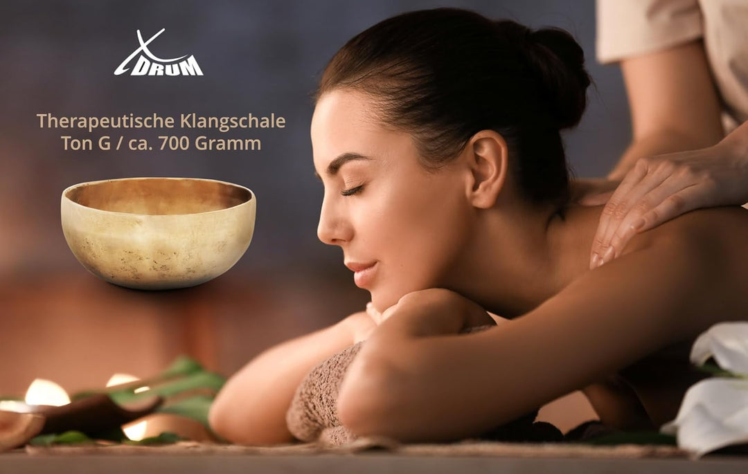 XDrum Therapeutische Klangschale Ton G - auf Ton G gestimmt - für Hals-Chakra (Vishuddha) - Durchmes