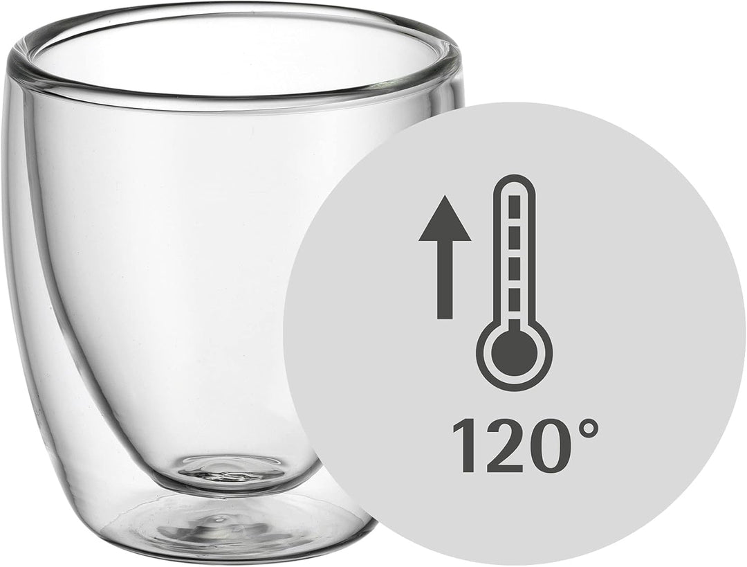 WMF Kult doppelwandige Espressotassen Glas Set 6-teilig, doppelwandige Gläser 80ml, Schwebeeffekt, T