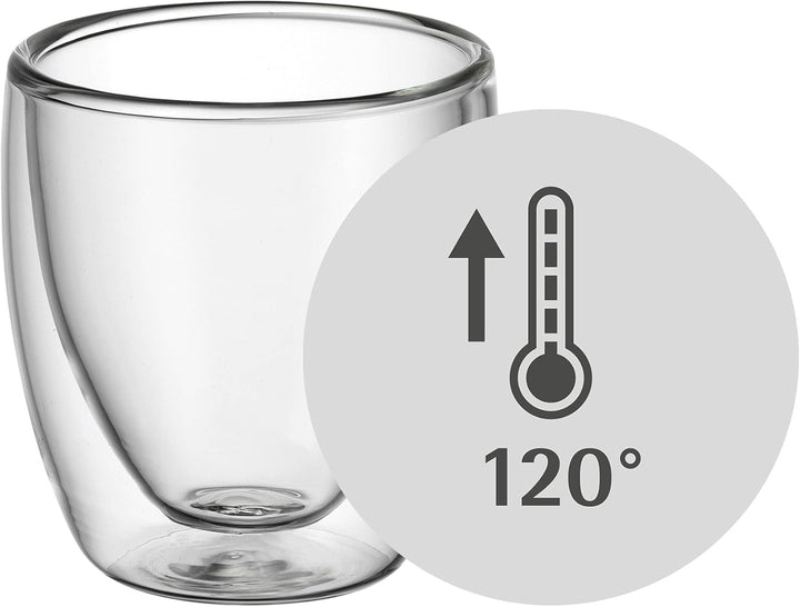 WMF Kult doppelwandige Espressotassen Glas Set 6-teilig, doppelwandige Gläser 80ml, Schwebeeffekt, T