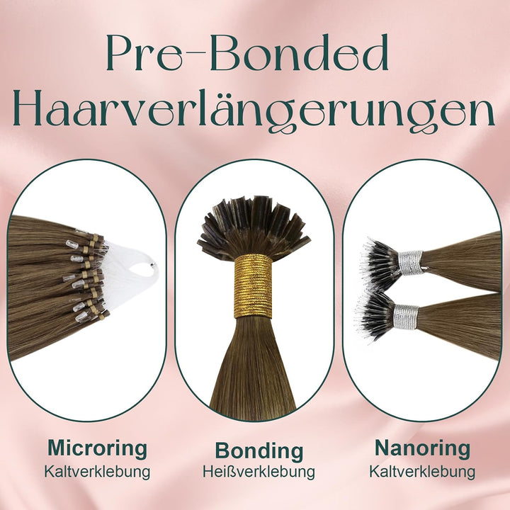 Easyouth Bondings Extensions Echthaar Balayage Blond Extensions Echthaar Bondings Dunkelbraun Aschbr