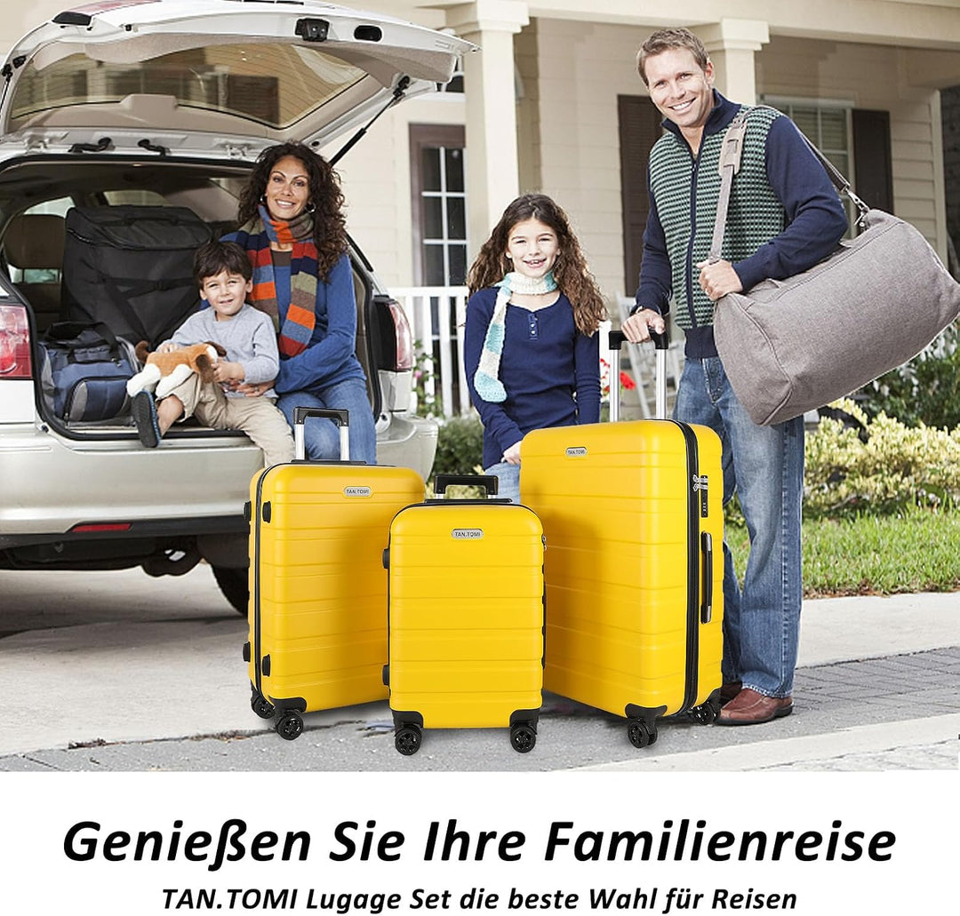 TANTOMI Kofferset 3-teilig, ABS Hartschalenkoffer Set, Reisekoffer Set mit Rollen, Gepäck-Sets (20/2
