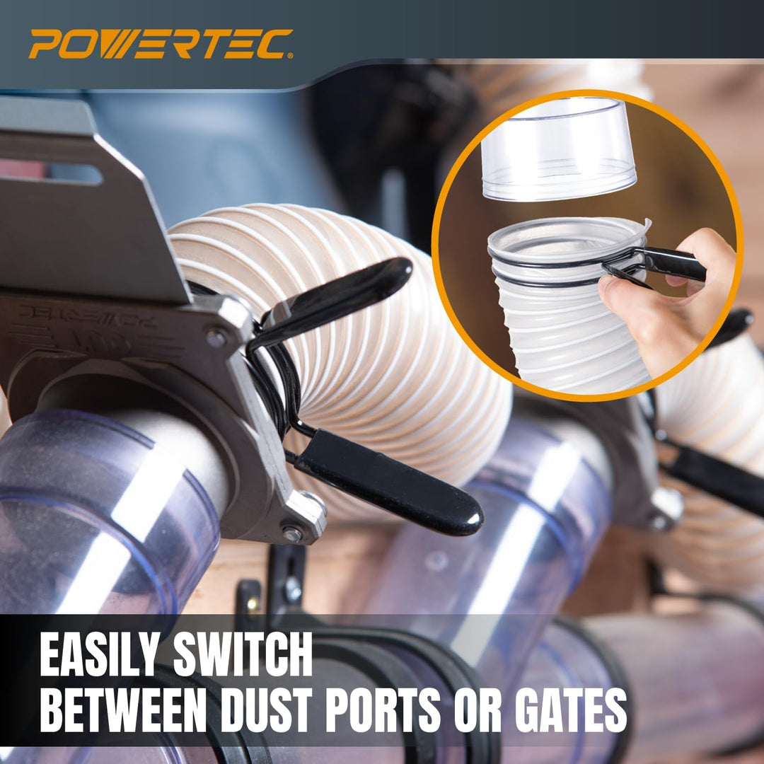 POWERTEC 10,2 cm Doppelschlaufen-Schlauchschellen für Staubsammelschlauch und Trocknerentlüftungssch