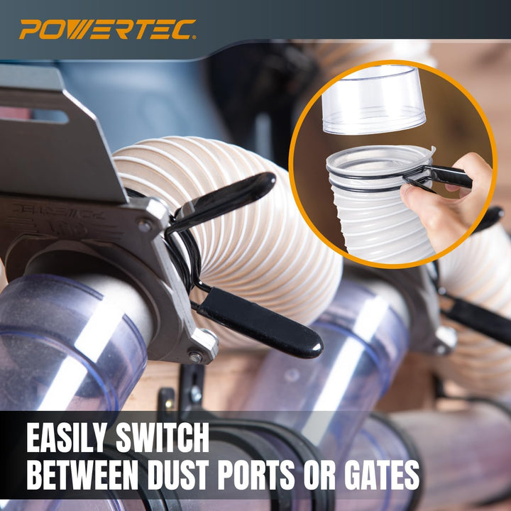 POWERTEC 10,2 cm Doppelschlaufen-Schlauchschellen für Staubsammelschlauch und Trocknerentlüftungssch