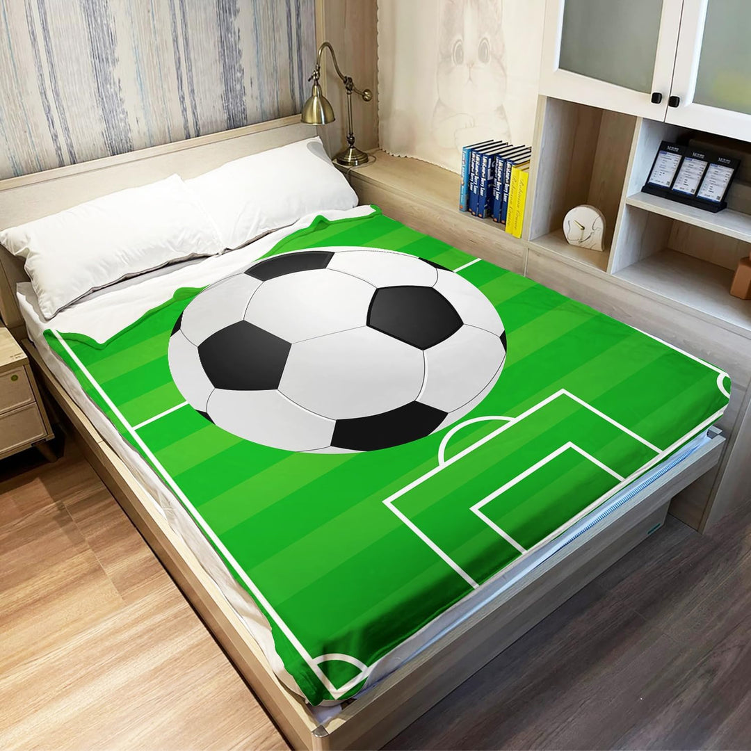 YISUMEI Decke 150x200 cm Kuscheldecken Sanft Flanell Weich Fleecedecke Bettüberwurf Fussball Grün Fu
