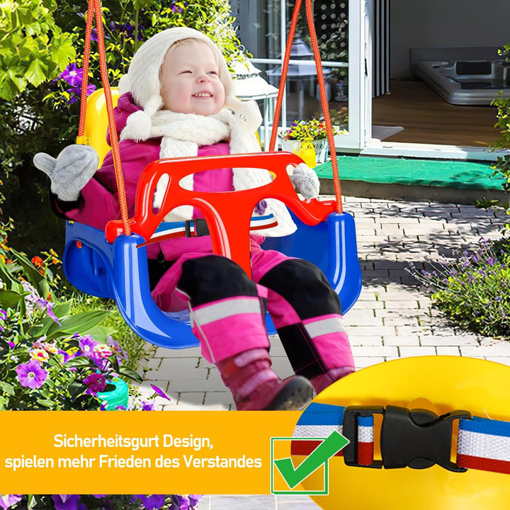 Ansobea Babyschaukel 3-in-1 Kinderschaukel Babysitz Abnehmbarer,Höhenverstellbar,Mitwachsende Kinder