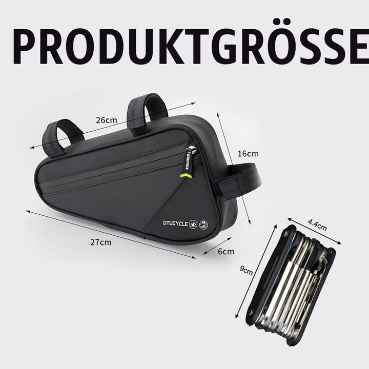 Fahrradtasche Rahmen, 2 L Dreieckstasche Rahmentasche Fahrrad Werkzeugtasche Wasserdicht mit 16-in-1