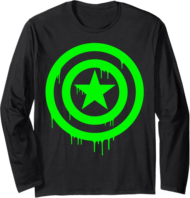 Marvel Captain America Shield Dripping Green Ooze Langarmshirt