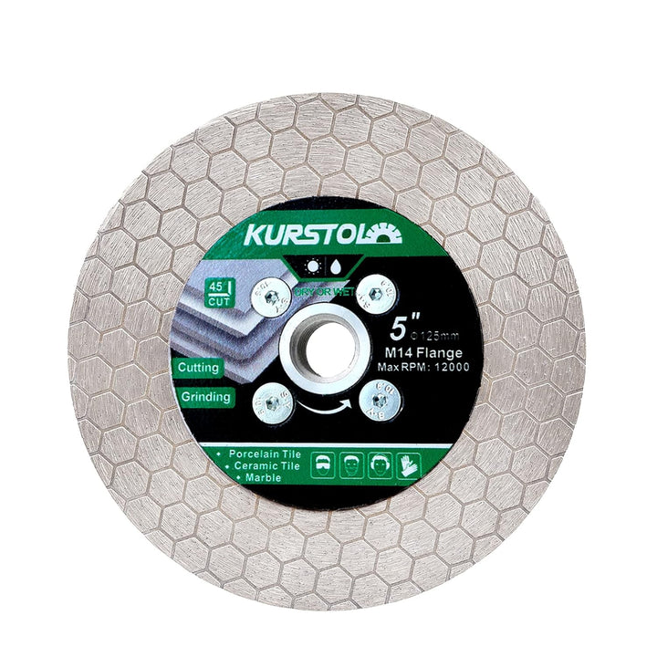 KURSTOL Diamant Trennscheibe - Diamantscheibe zum Schleifen 125 mm x M14 Dorn, Granit-Schleifscheibe