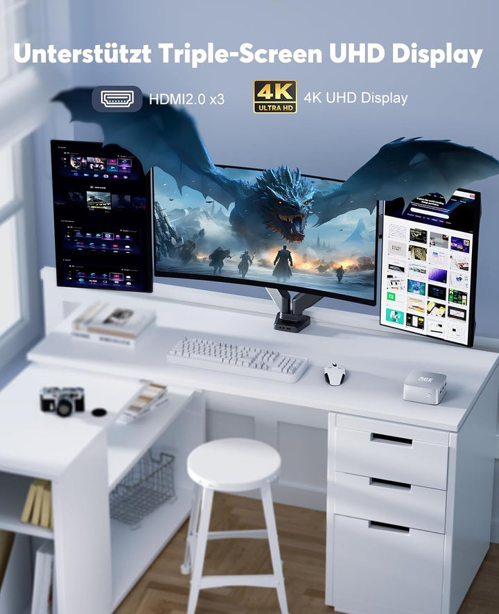 ACEMAGICIAN T8Plus Mini PC,12th Gen Ιntel Alder Lake N100 Mini PC (bis zu 3,40 GHz),12GB LPDDR5 256G