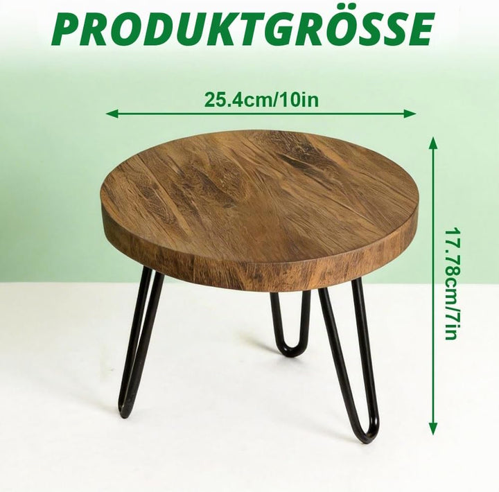 Blumenständer Holz, 25 x 17 cm, Rund Pflanzenständer Holz, Pflanzenhocker mit 3 Beinen, Blumenhocker