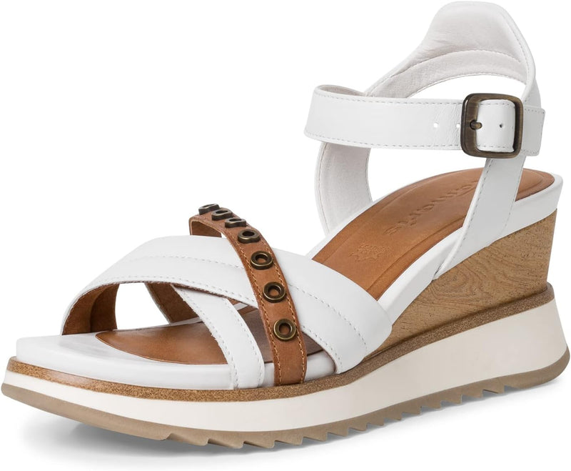 Tamaris Damen Sandalette 1-1-28311-20 F1/2-Weite 36 EU Cognac Weiss, 36 EU Cognac Weiss