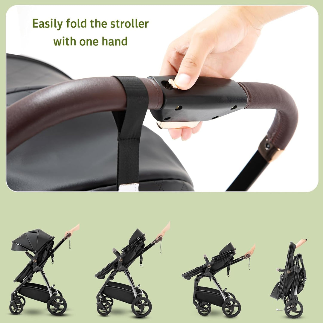 Zkiprm 3-in-1-Kinderwagen, 3-in-1-Reisesystem mit Autositz, mit Regenschutz, Aluminiumrahmen, Stadtw