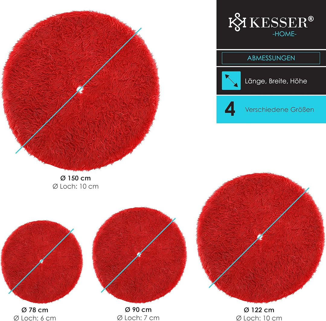 KESSER® Weihnachtsbaumdecke Tannenbaum Decke Christbaumdecke kunstfell Ø 150cm, Rund Teppich Filz Pl