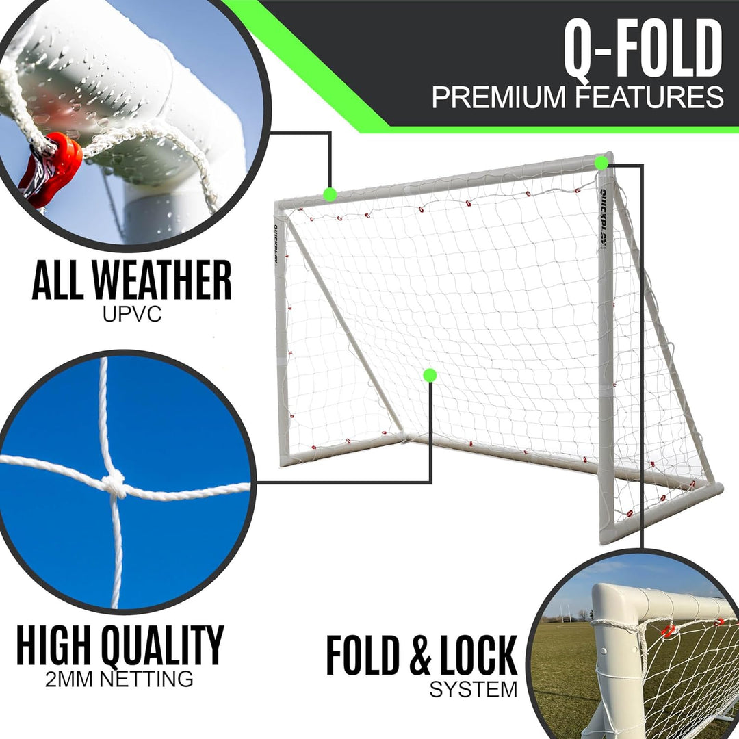 QUICKPLAY Q-Fold Fussballtor | 30 Sekunden Faltbares Fussballtore für Garten Kinder und Erwachsene D