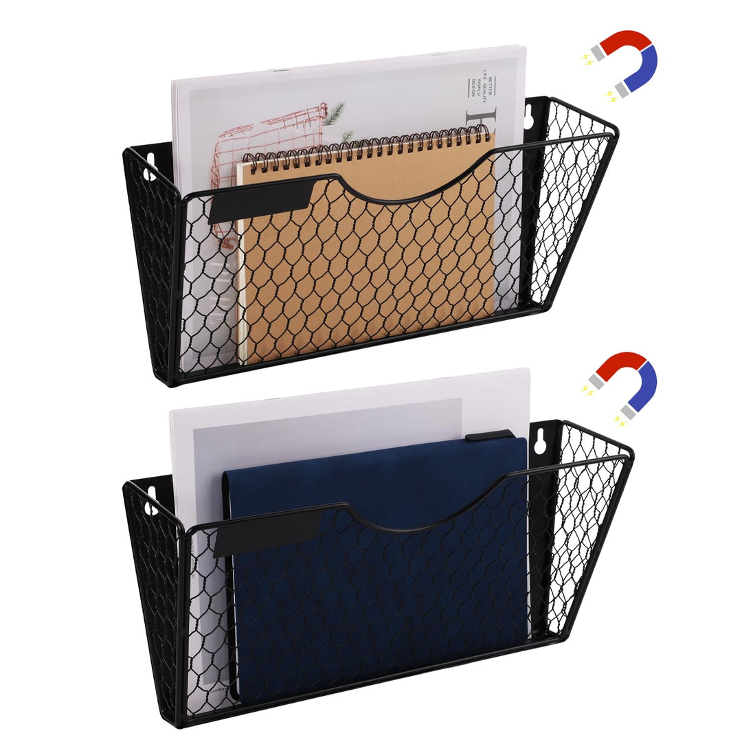 BOXOB 2 Stück Magnetischer Aktenhalter, Magnetischer Aktenaufhänger Magnetischer Organizer für Kühls