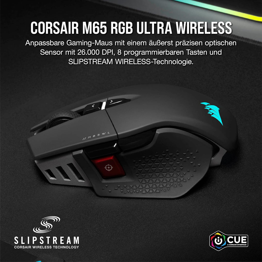 CORSAIR M65 RGB ULTRA WIRELESS Tunable FPS Gaming Mouse - 26.000 DPI - Sub-1ms Wireless - Gewichtssy