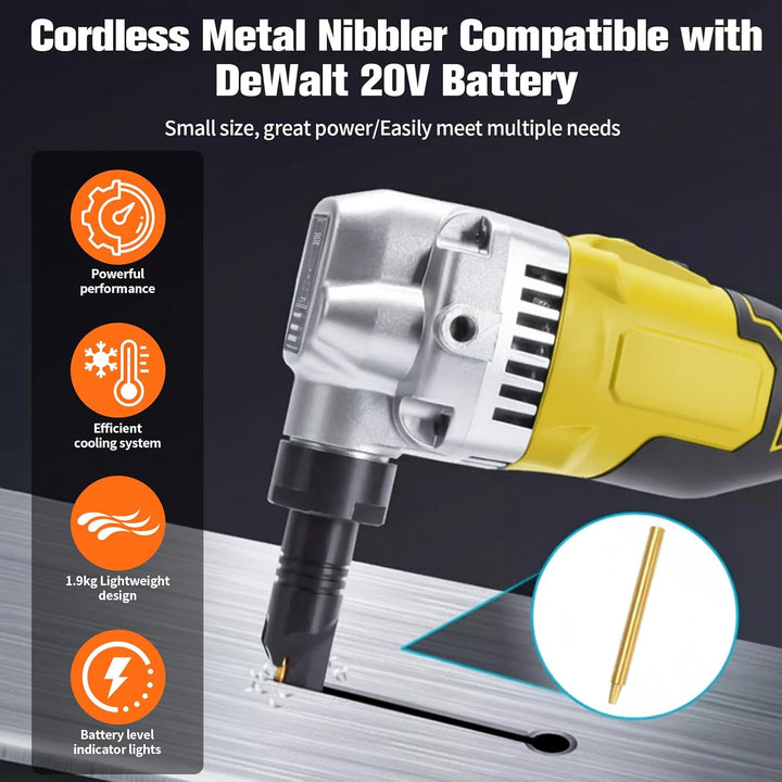 Blechknabber Kompatibel mit DeWalt 20V – Kabellose Blechnibbler mit 360° Drehbarem Knabberkopf und E