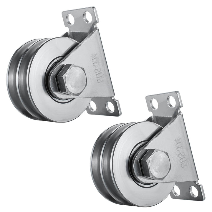Doppelte Umlenkrolle mit 2 Kugellager, Edelstahl Flaschenzug, Umlenkrollen für 8mm Seile Stahlseil,