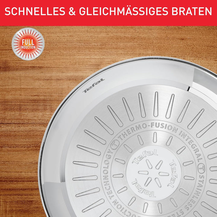 Tefal Duetto On Pfannen-Set, 2-tlg. 24/28 cm, unversiegelt, dicker Wärmediffusionsboden, Komfort-Gri