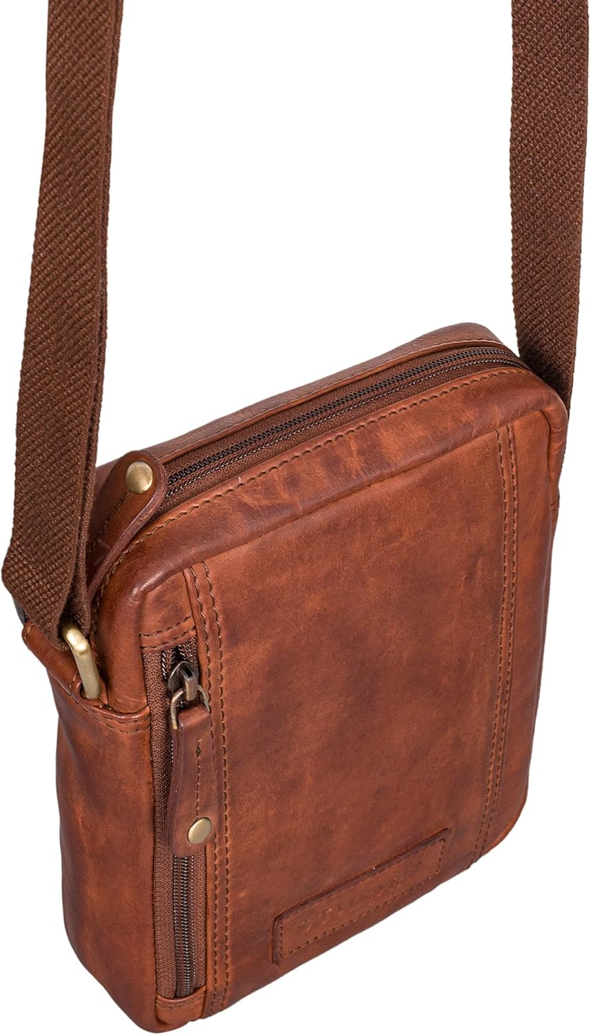 STILORD 'Brandon' Herrentasche Leder Braun Umhängetasche klein Schultertasche Männer 7 Zoll Tablet H