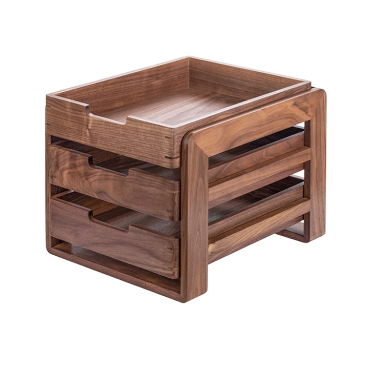 Vorratsbehälter Schwarzes Walnuss-Tisch-Tabletop-Regal Home Office-Desktop A4-Datei Aufbewahrungsbox