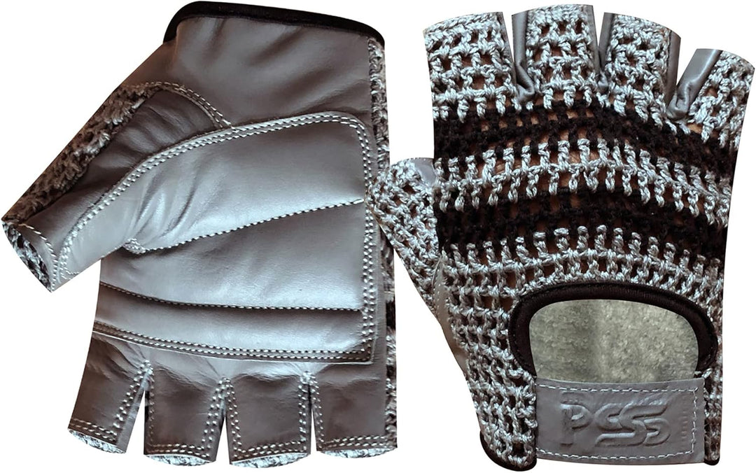 PSS Fingerlose Halbfinger Gepolstert Leder Netz Handschuhe Herren Manner Muskeltraining Bodybuilding